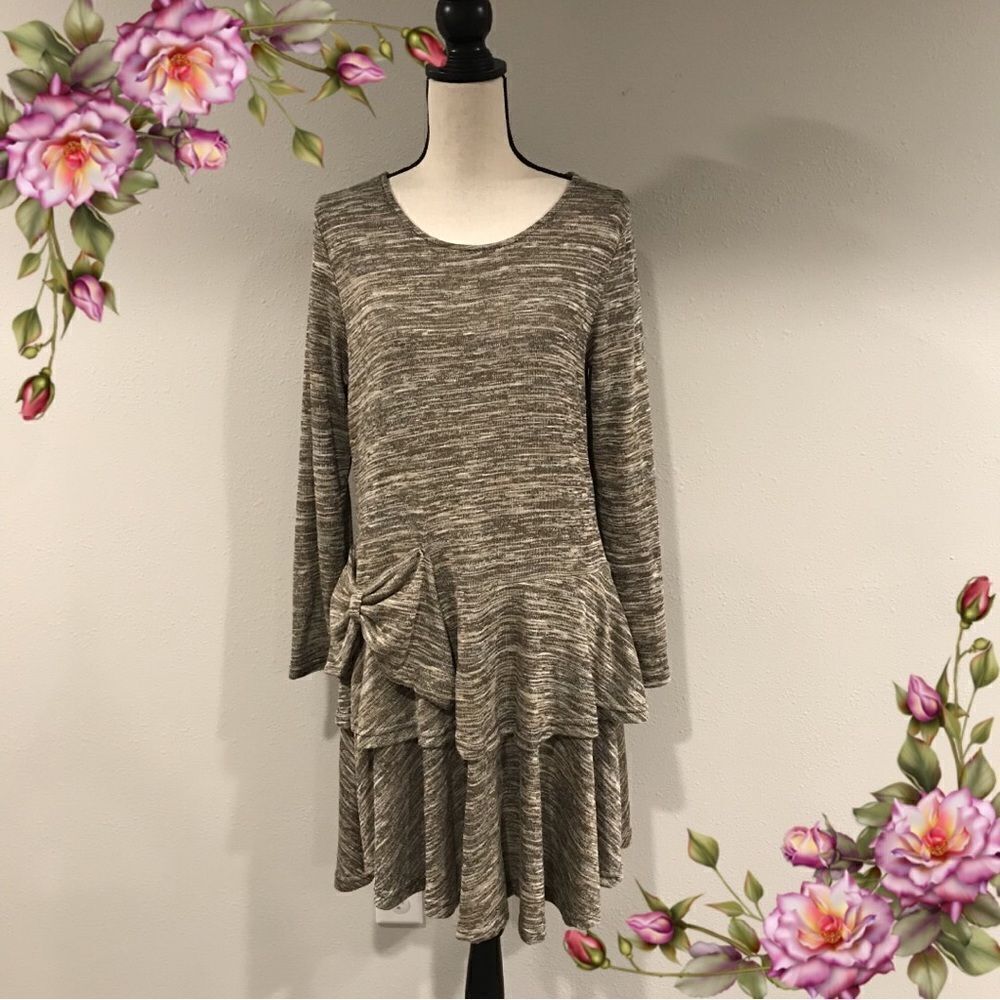 Reborn loose fit‎ long sleeve sweater dress with bow detail